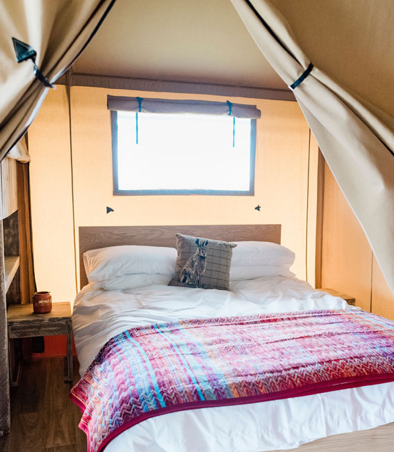 glamping bedroom Plymouth